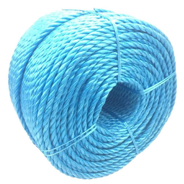 3 Strand Blue 12mm Thick Polypropylene Rope Coil Nylon Lightweight 