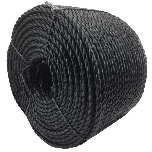 14mm Black Polypropylene Rot And Shrink Proof Coil 3 Strand Nylon Rope