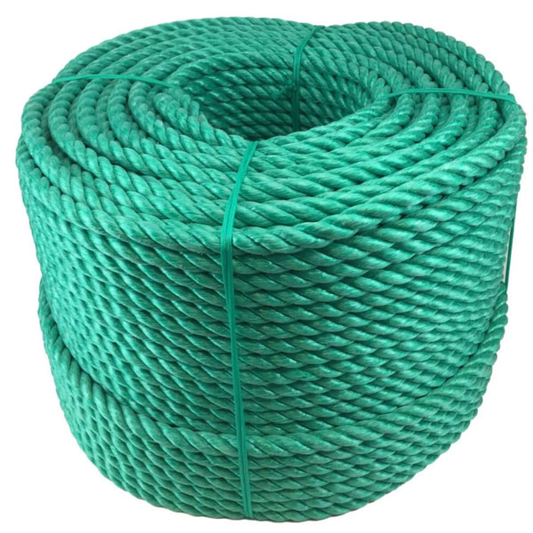 14mm Green Polypropylene Rot And Shrink Proof Coil 3 Strand Nylon Rope