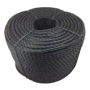 3 Strand Polypropylene 16mm Black Coil Nylon Lightweight Rope