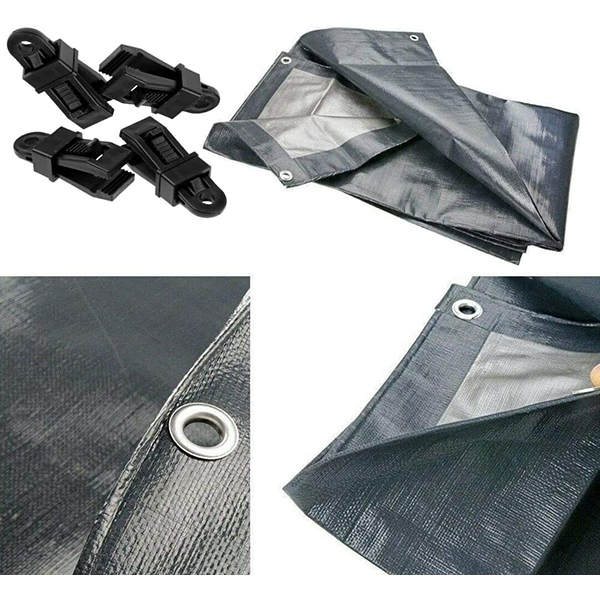 200 GSM Heavy Duty Reinforced Waterproof Tarpaulin Cover with 4 Tarp Clips