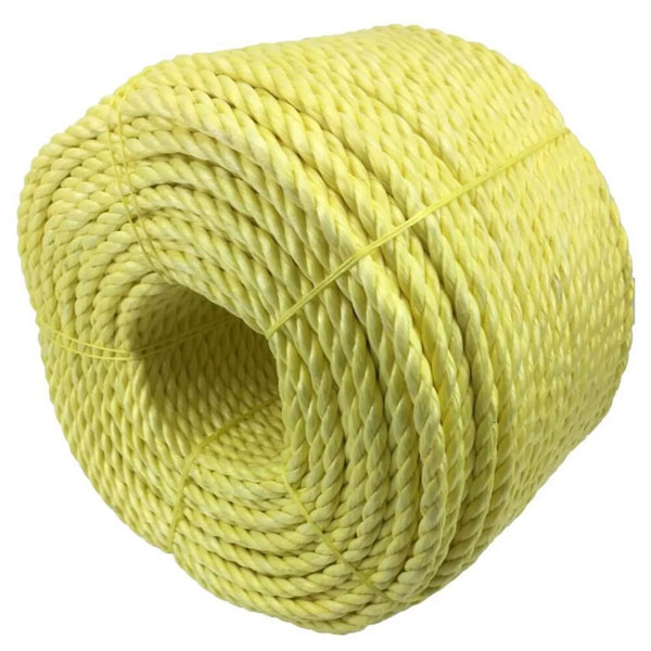 3 Strand Yellow Polypropylene Nylon Lightweight Rope Coil - 12mm Thick