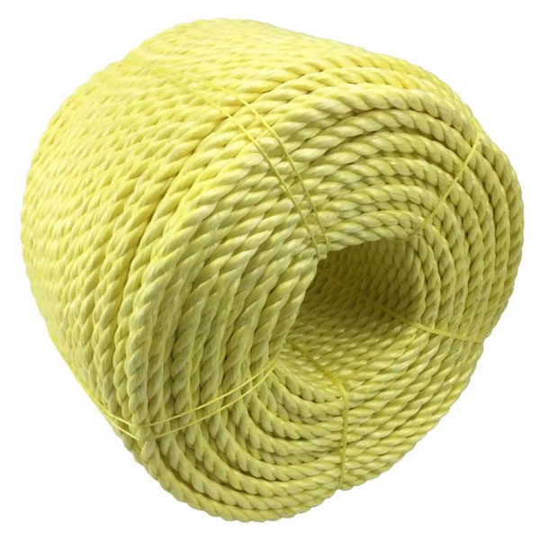 3 Strand Yellow Polypropylene Nylon Lightweight Rope Coil - 12mm Thick