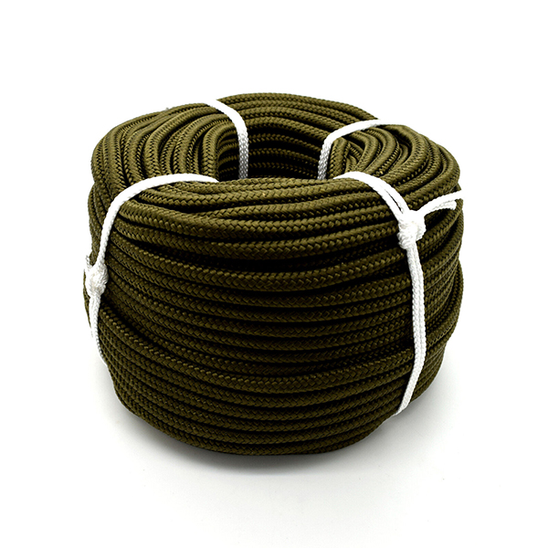  3mm Diameter Polypropylene Rope in Military Khaki Army Green for Survival and Camping Activities.