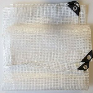 400 GSM Reinforced Clear Mesh Waterproof Heavy Duty Tarpaulin Cover Mono Sheet