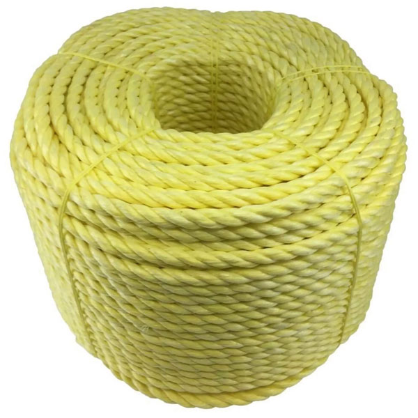 8mm Polypropylene Shrink Proof Coil 3 Strand Nylon Yellow Rope