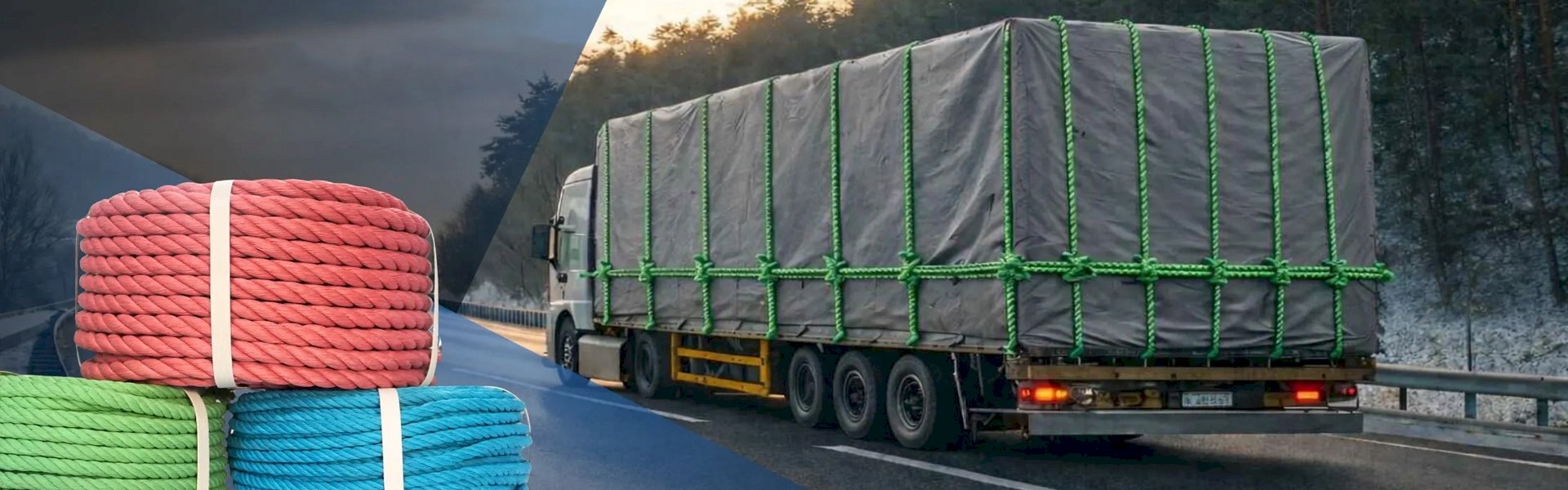 Different types of ropes for tarpaulins including nylon polypropylene and bungee cords
