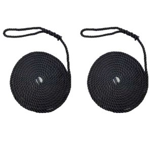 High Strength 2 Pieces Softline Warps Boat Lines Black Mooring Ropes