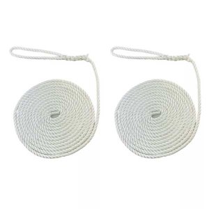 High Strength White Softline Warps Boat Lines 2 Pcs Mooring Ropes 