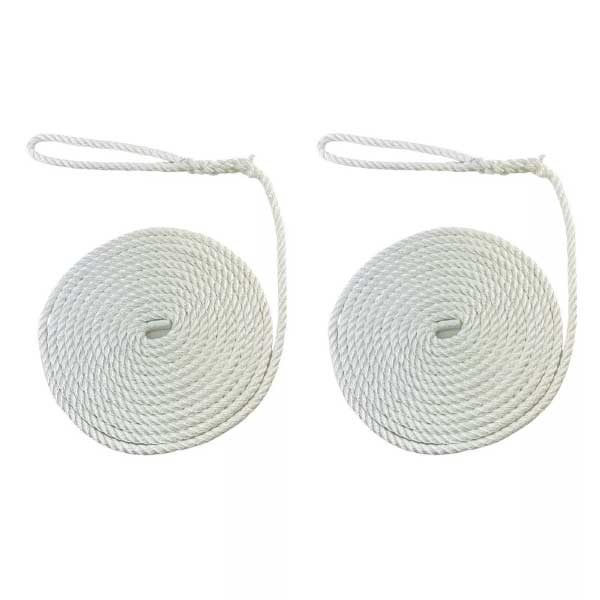 High Strength White Softline Warps Boat Lines 2 Pcs Mooring Ropes 