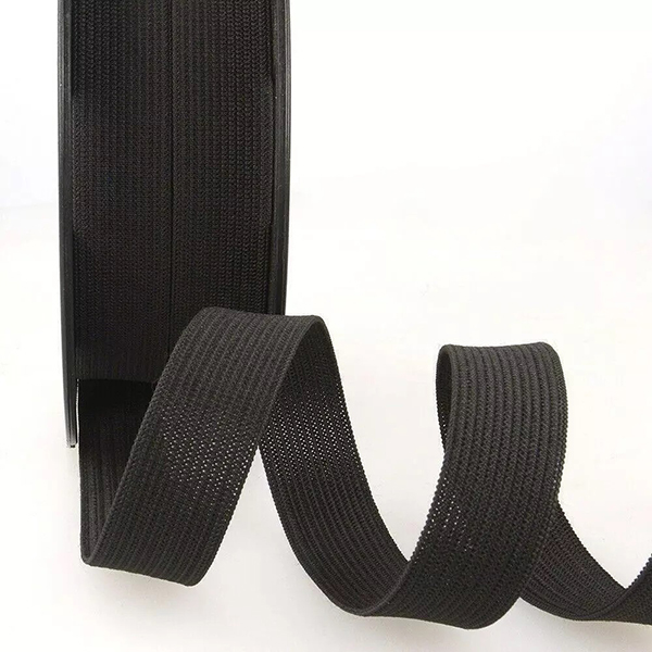 25mm Flat Elastic Stretch Webbing Black Premium Grade Strap